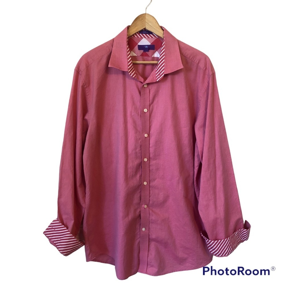 Egara Button Down Shirt Mens Size 2XL Flip Cuff Red Casual